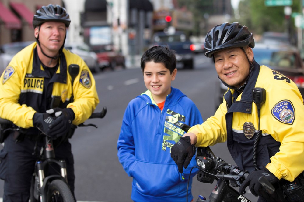 Photo of Stockton police officers in the community