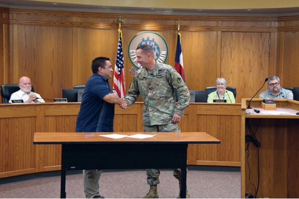 Fountain and Fort Carson leadership sign a new 10-year intergovernmental support agreement in 2021.