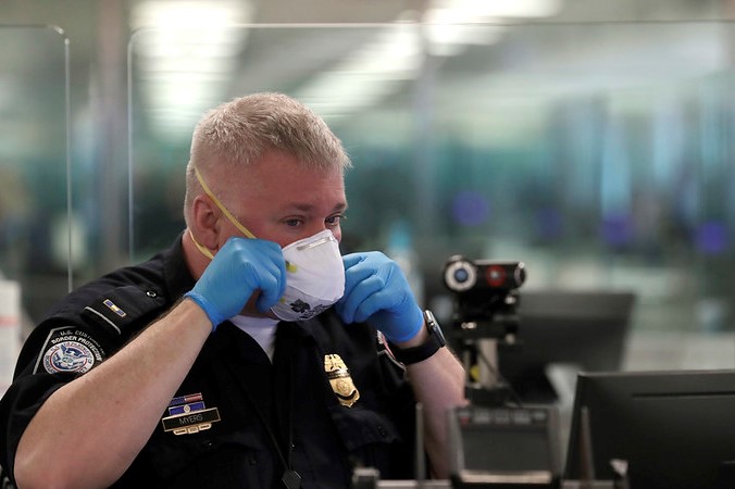 public safety officer wearing mask