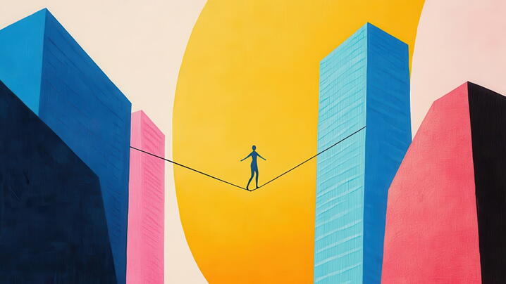 Image of person walking a tightrope